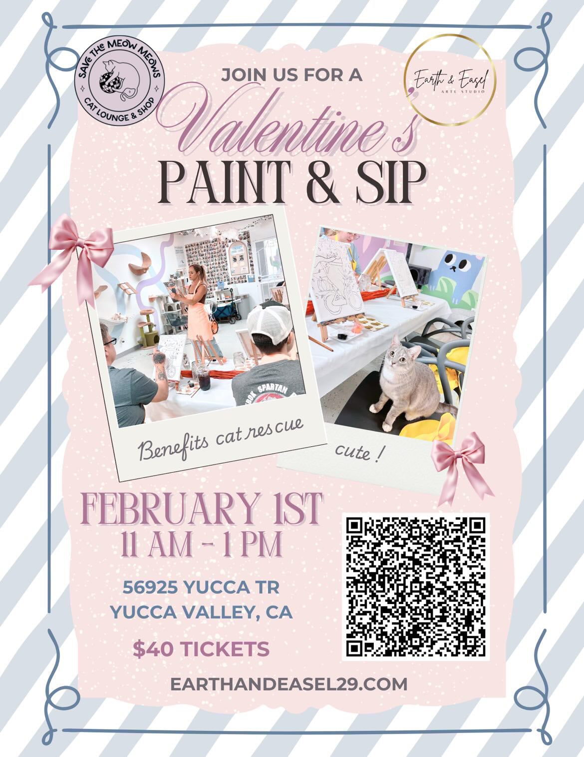 Valentine’s Paint & Sip at the Cat Lounge | Save The Meow Meows (February 1)