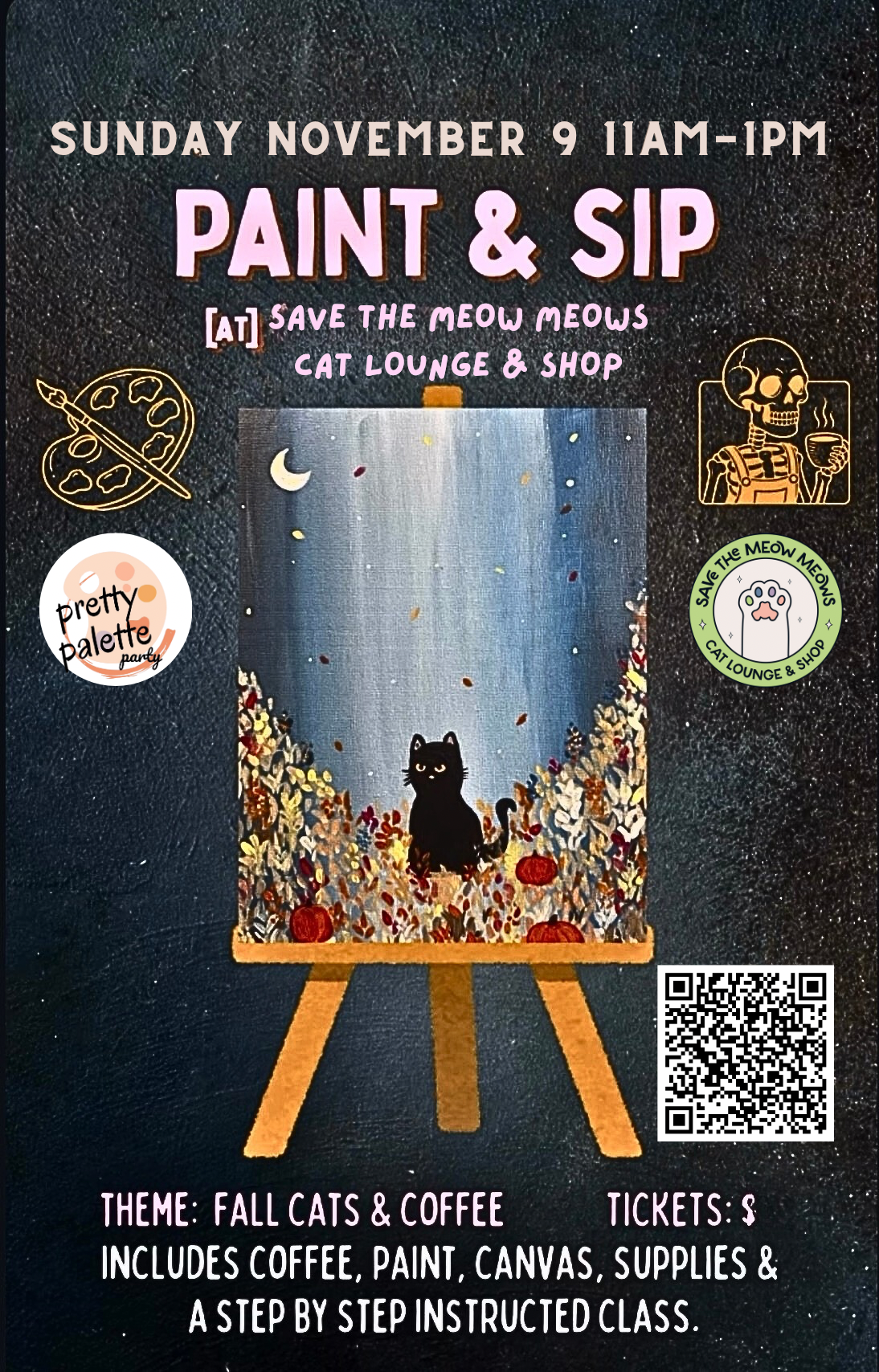 (November 9) Save the Meow Meows Paint & Sip – Fall Edition 🍂